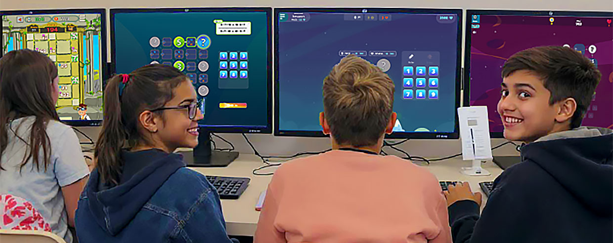 Child engaged in a digital lesson